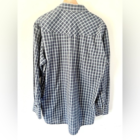 Roper Blue & Silver Metallic Plaid Collared Pearl Snap Western Shirt Size XL - Picture 8 of 11